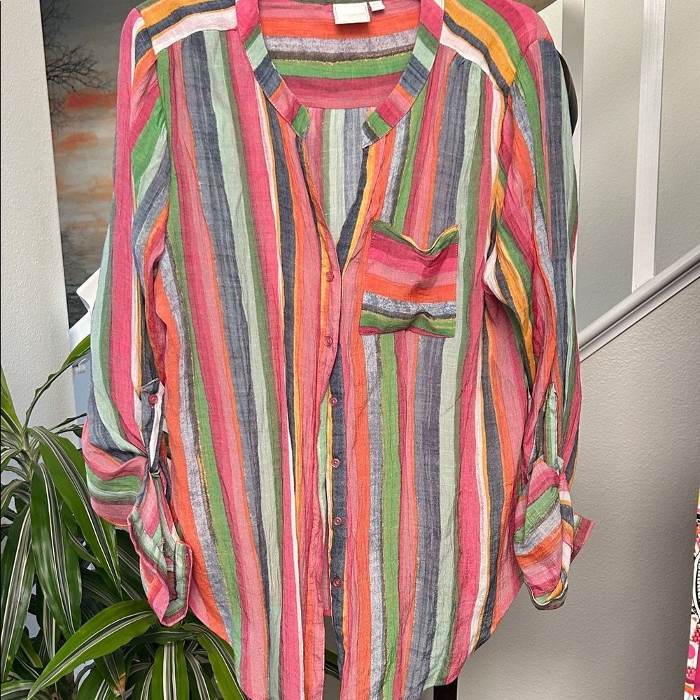 Colorful Striped Button-Up Shirt